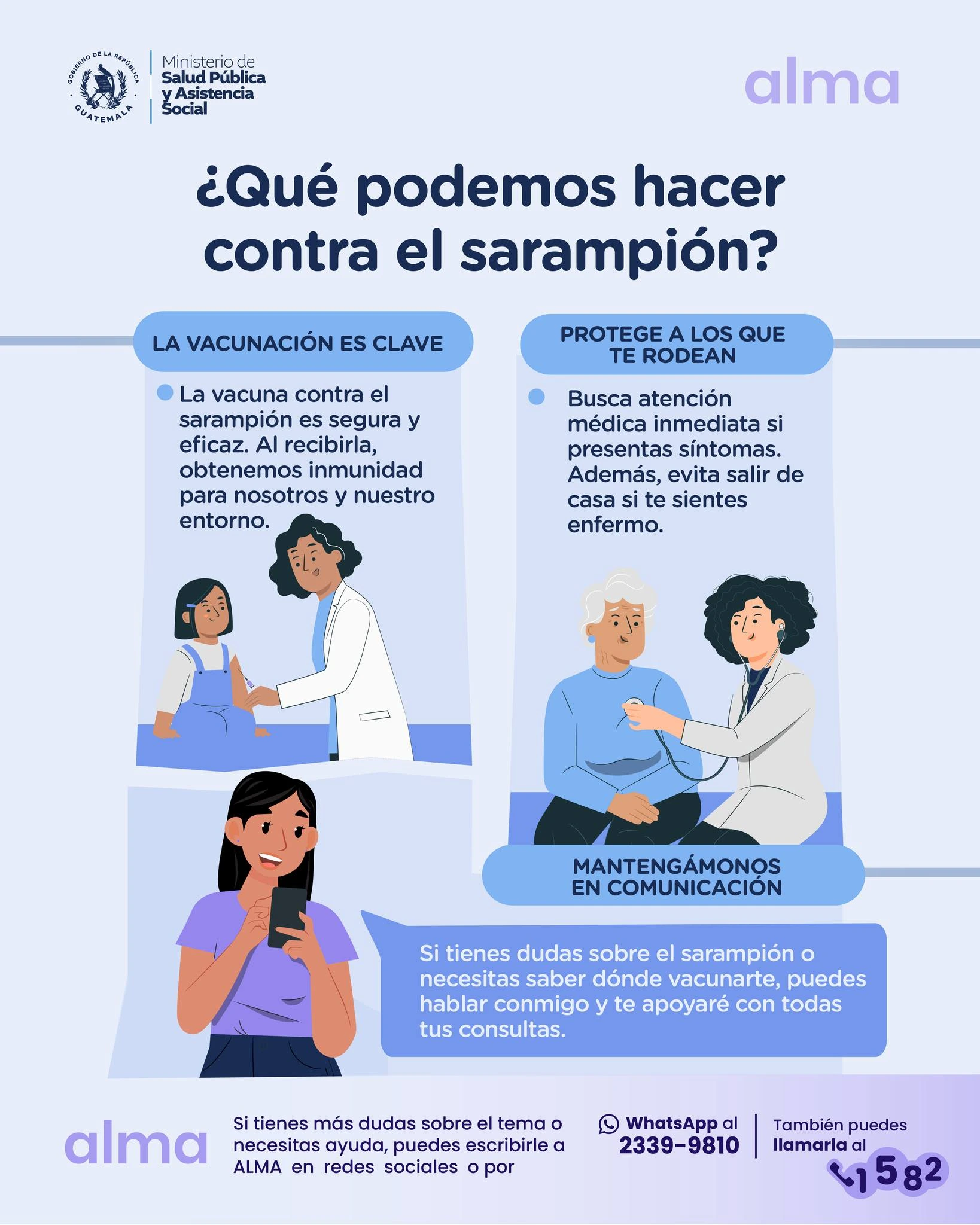 Afiche descargable: qué podemos hacer contra el sarampión vacunación — MSPAS Guatemala