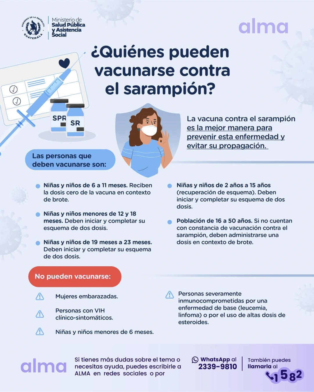 Afiche descargable: quiénes pueden vacunarse contra el sarampión grupos edad — MSPAS Guatemala