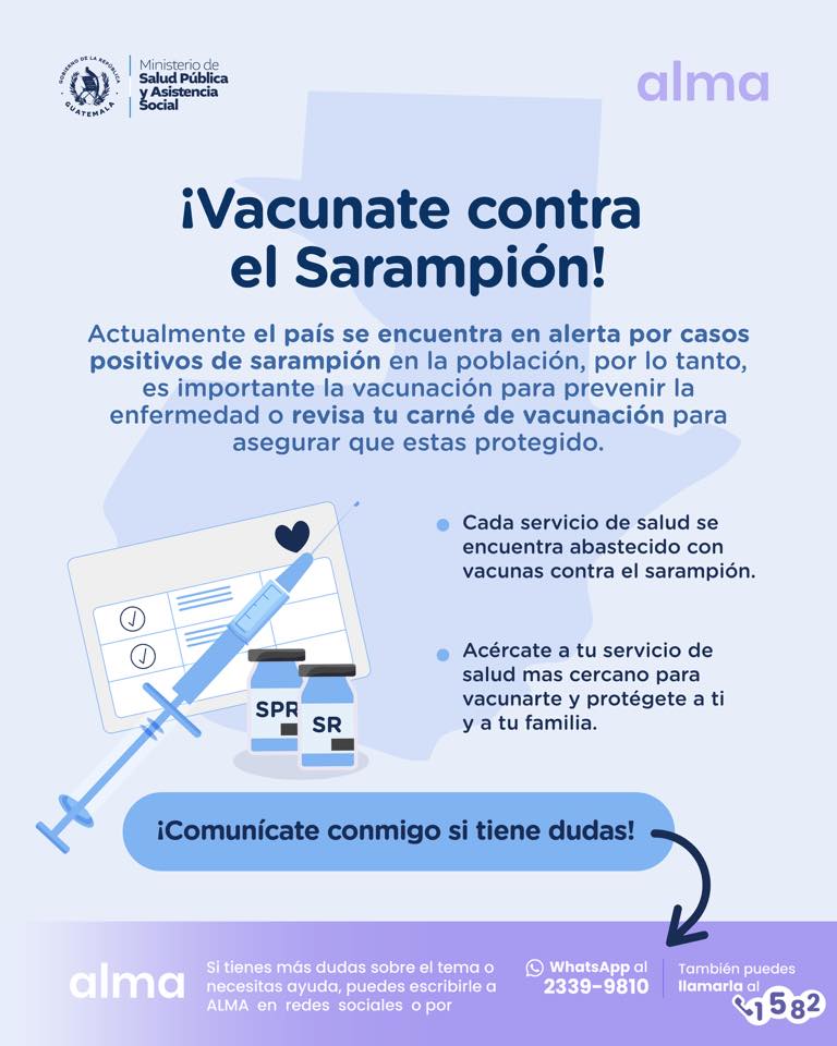 Afiche descargable: vacúnate contra el sarampión campaña vacunación — MSPAS Guatemala